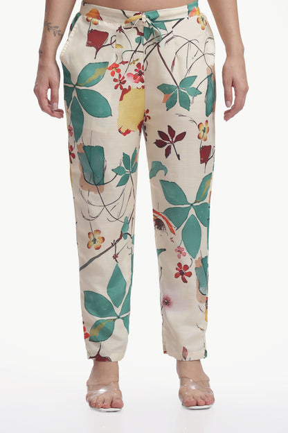 Cream Botanical Floral Kurta and pant set