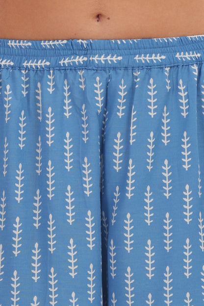 Blue Ikat Printed punjabi Co-ord Set