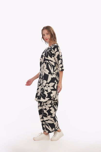 Black Floral punjabi Co-ordset