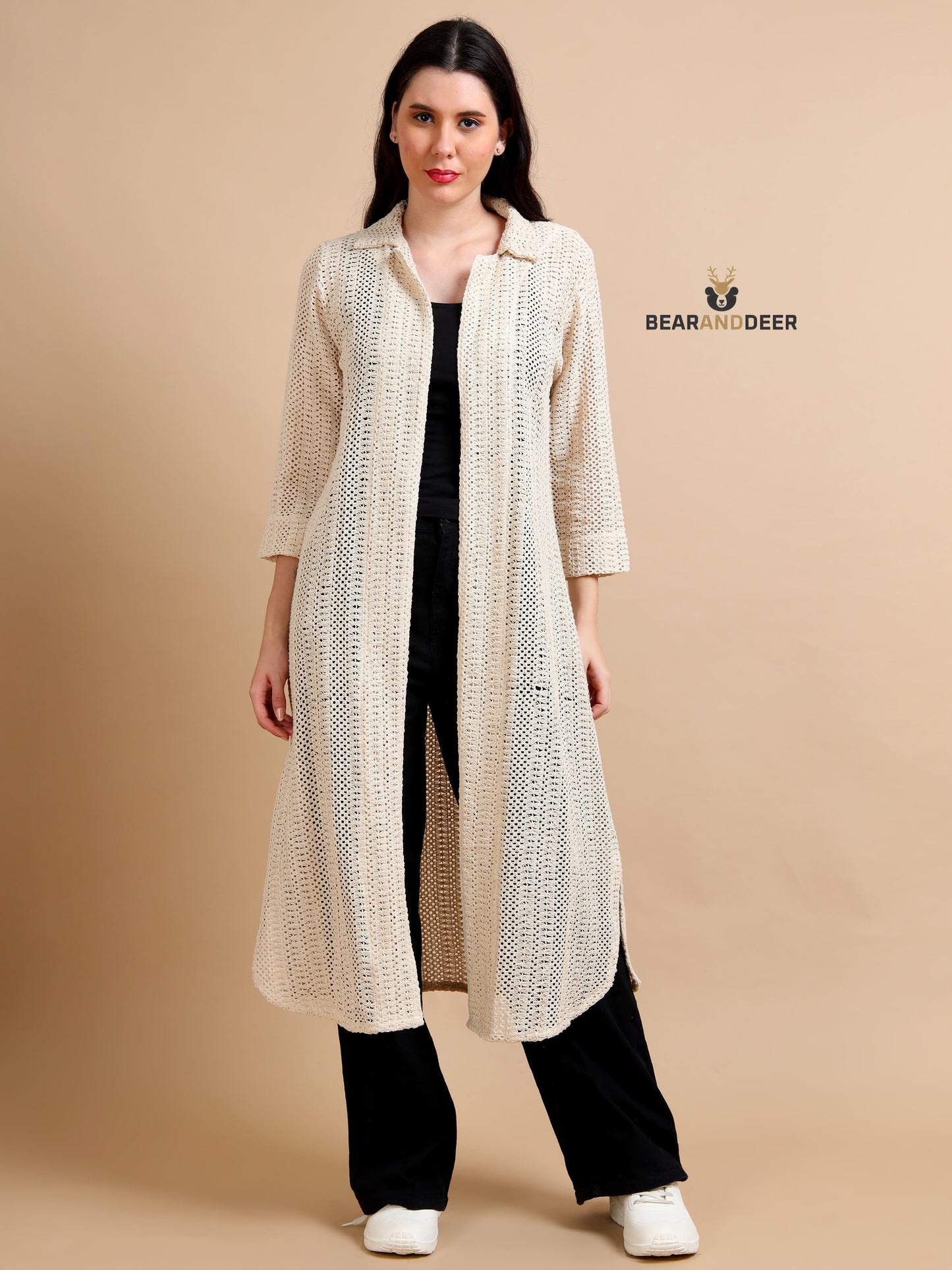 Beige Cream Open Long Shrug