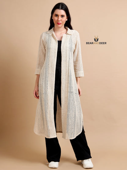 Beige Cream Open Long Shrug