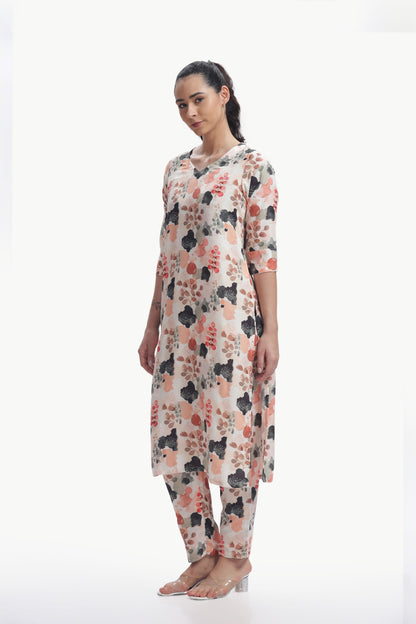 Peach Orchard Straight Kurta and Pant Set
