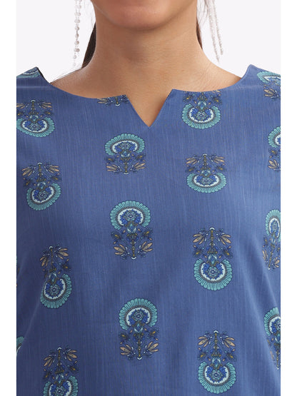 Blue Abstract Printed Punjabi Co-ordset