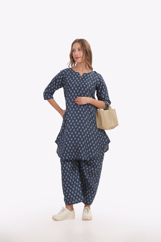 Blue Indigo Block-print Punjabi Co-ordset