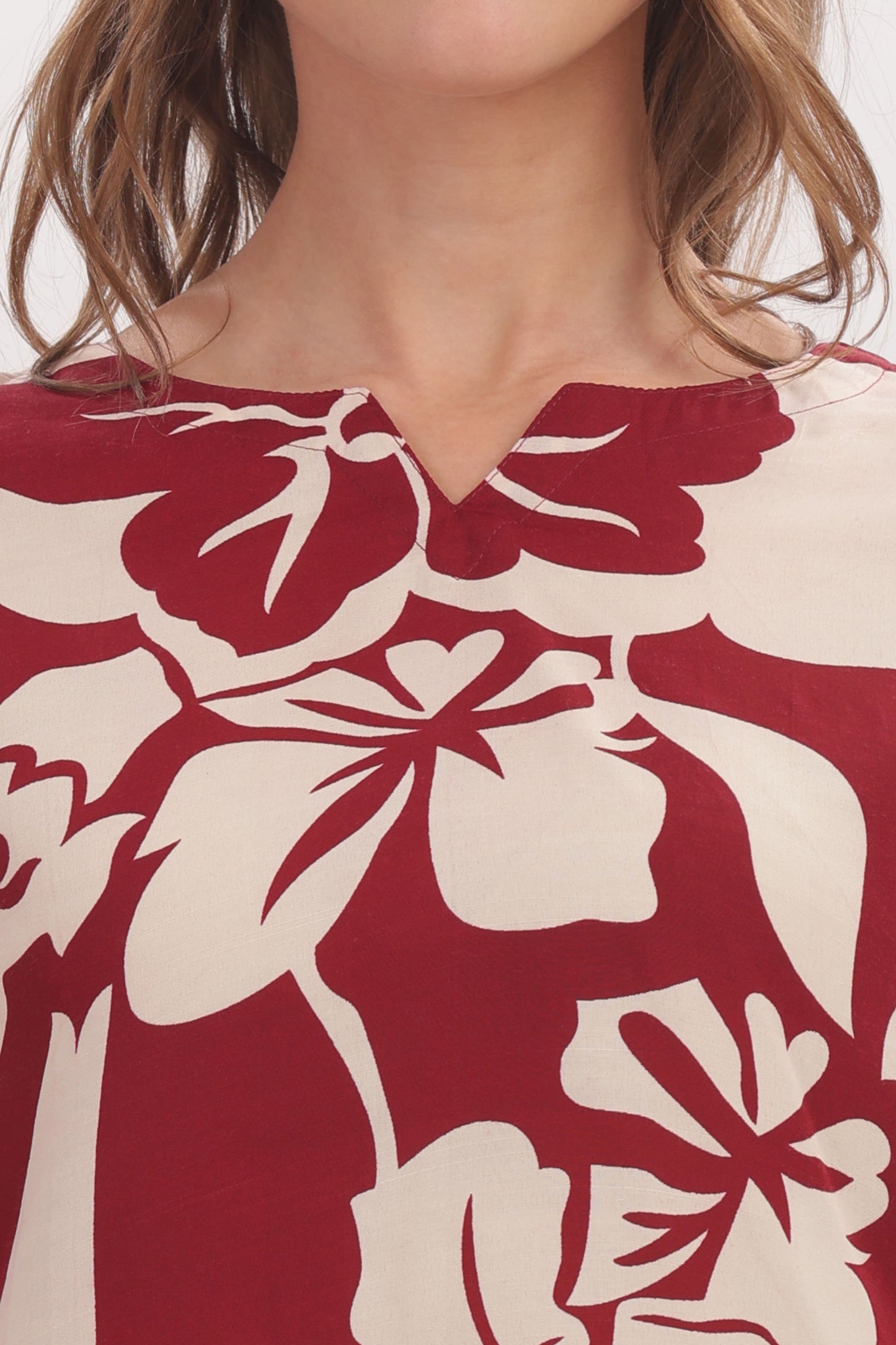 Maroon &Cream Floral Punjabi Co-ordset