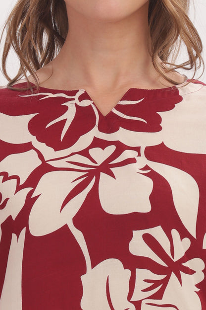 Maroon &Cream Floral Punjabi Co-ordset