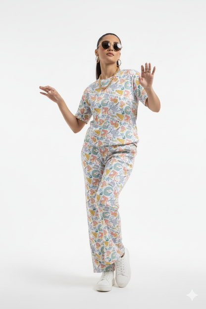 Pastel Garden Printed Stretchable co-ordset