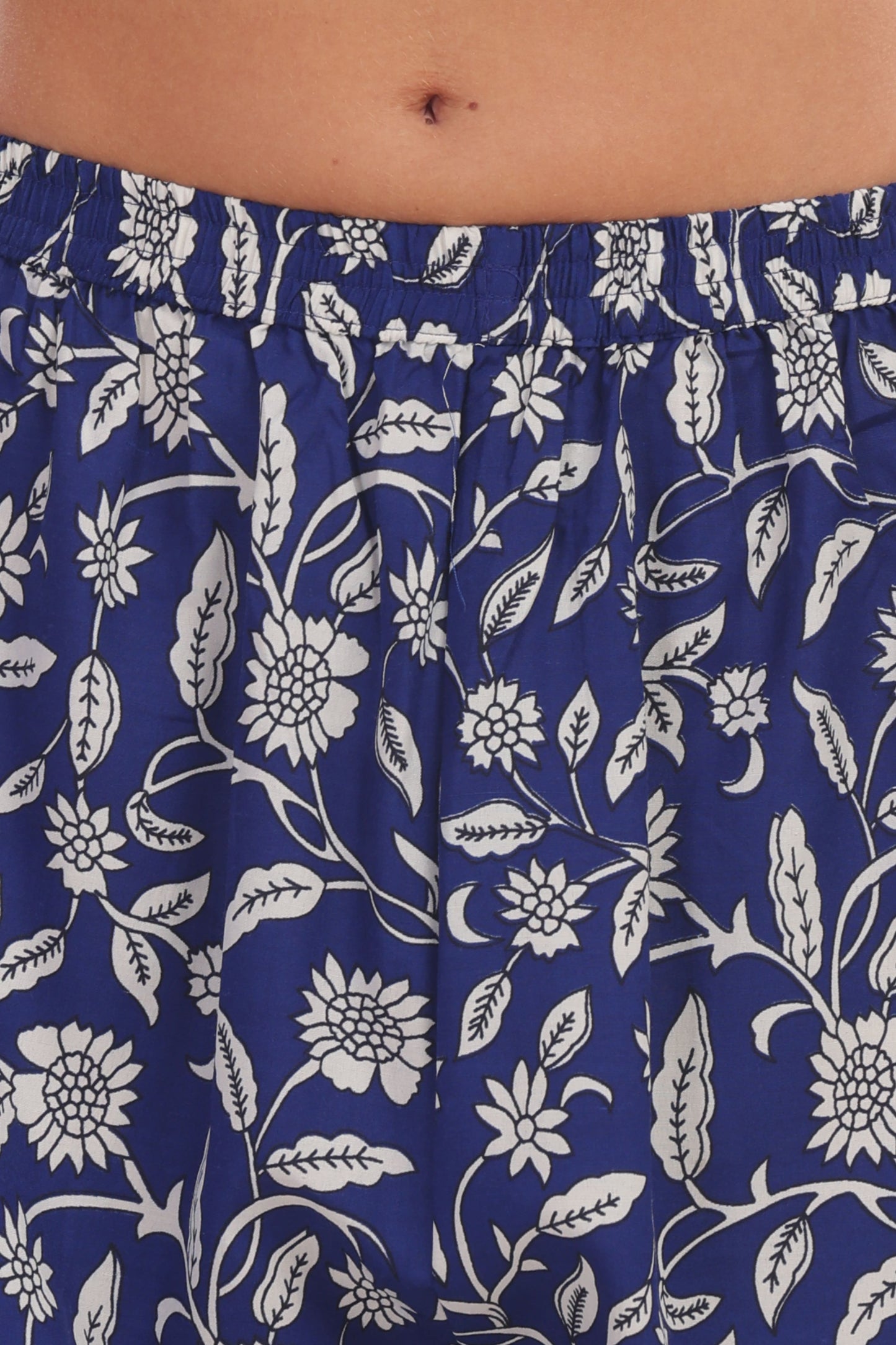 Navy Blue & White Floral Punjabi Co-ordset