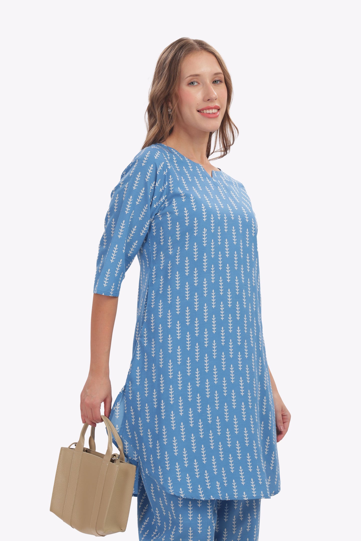 Blue Ikat Printed punjabi Co-ord Set