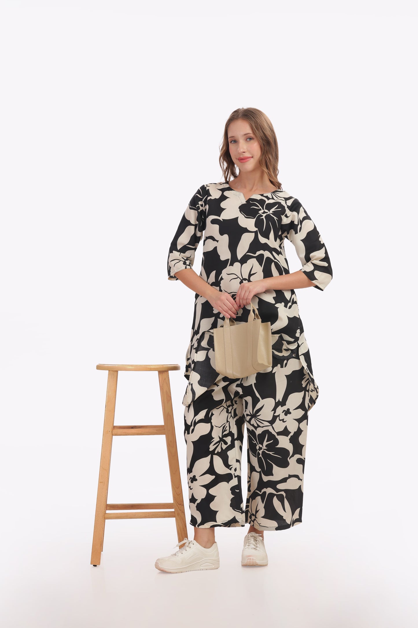 Black Floral punjabi Co-ordset