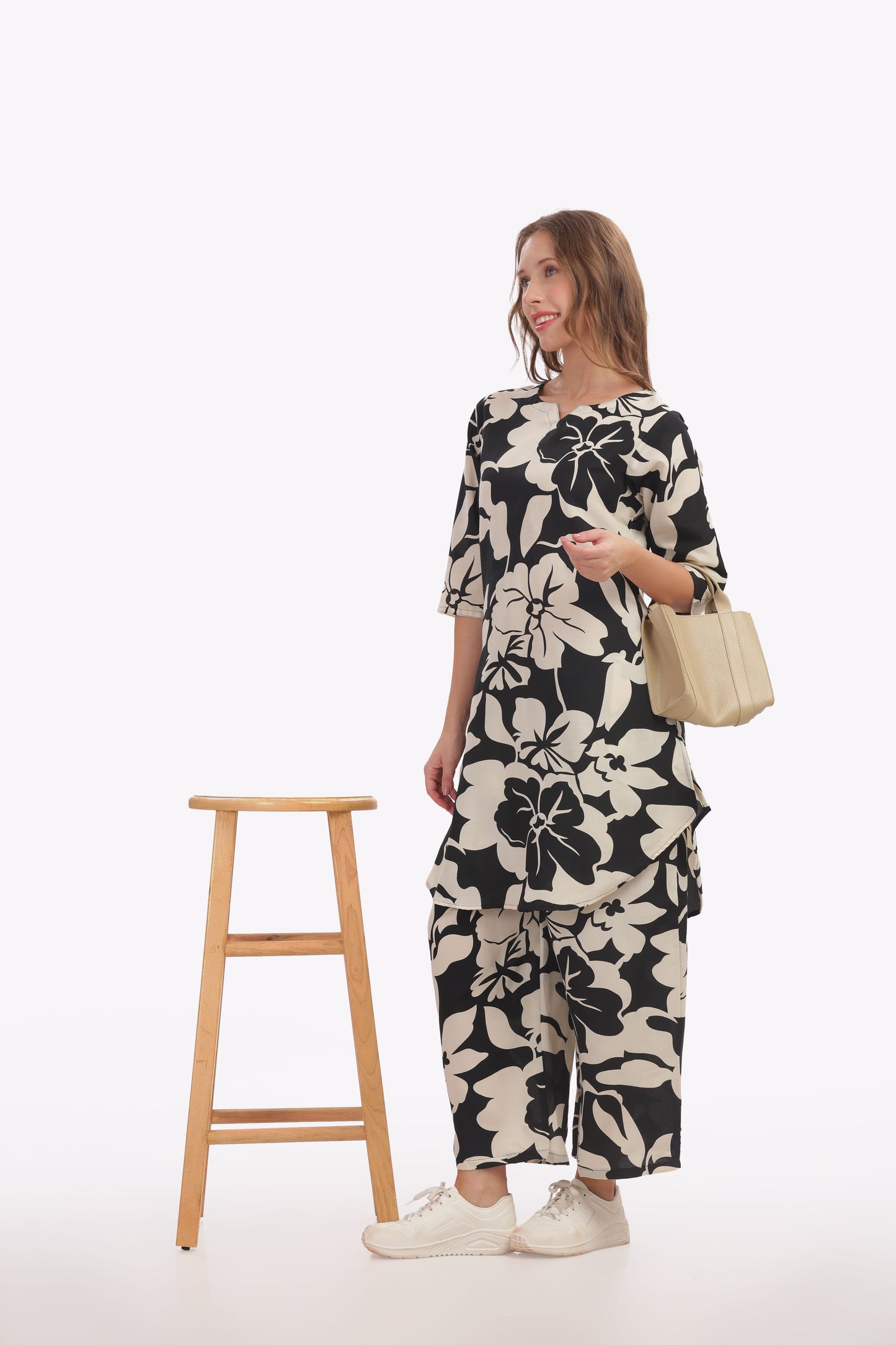 Black Floral punjabi Co-ordset