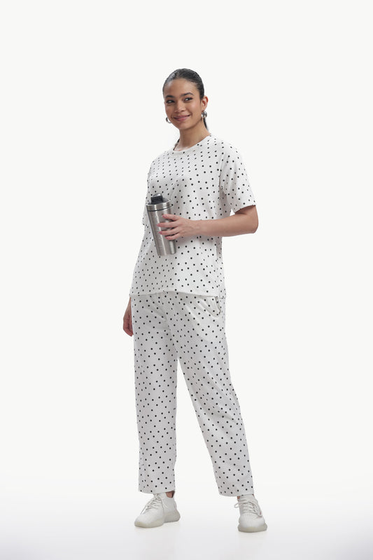 white star print stretchable co-ordset