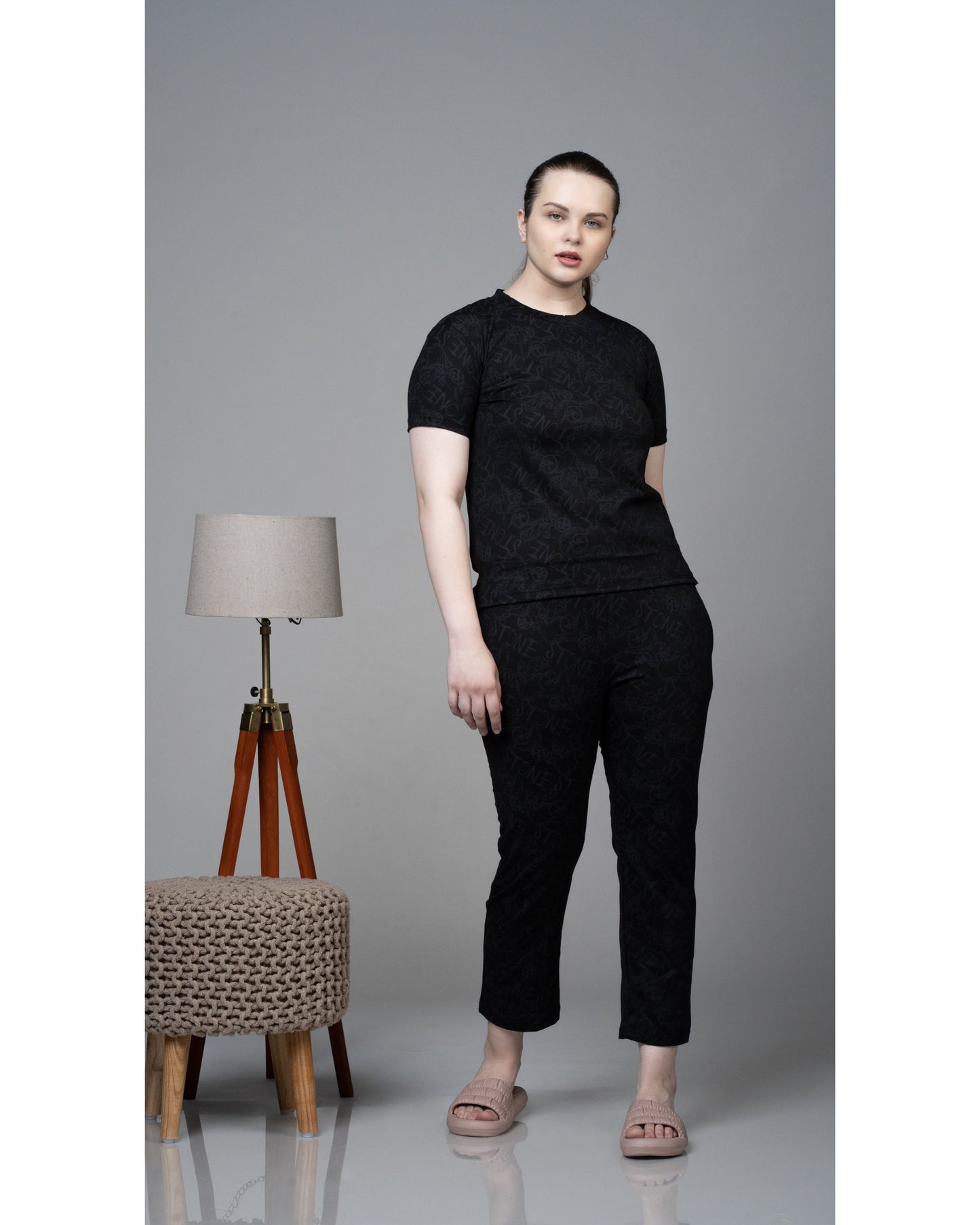 Matelasse Black Stretchable Co-ordset