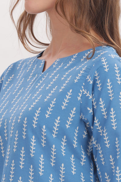 Blue Ikat Printed punjabi Co-ord Set
