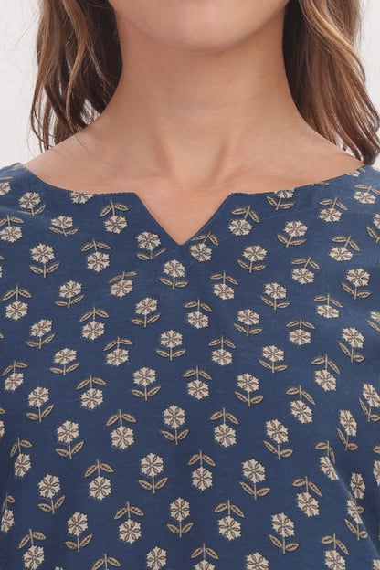 Blue Indigo Block-print Punjabi Co-ordset