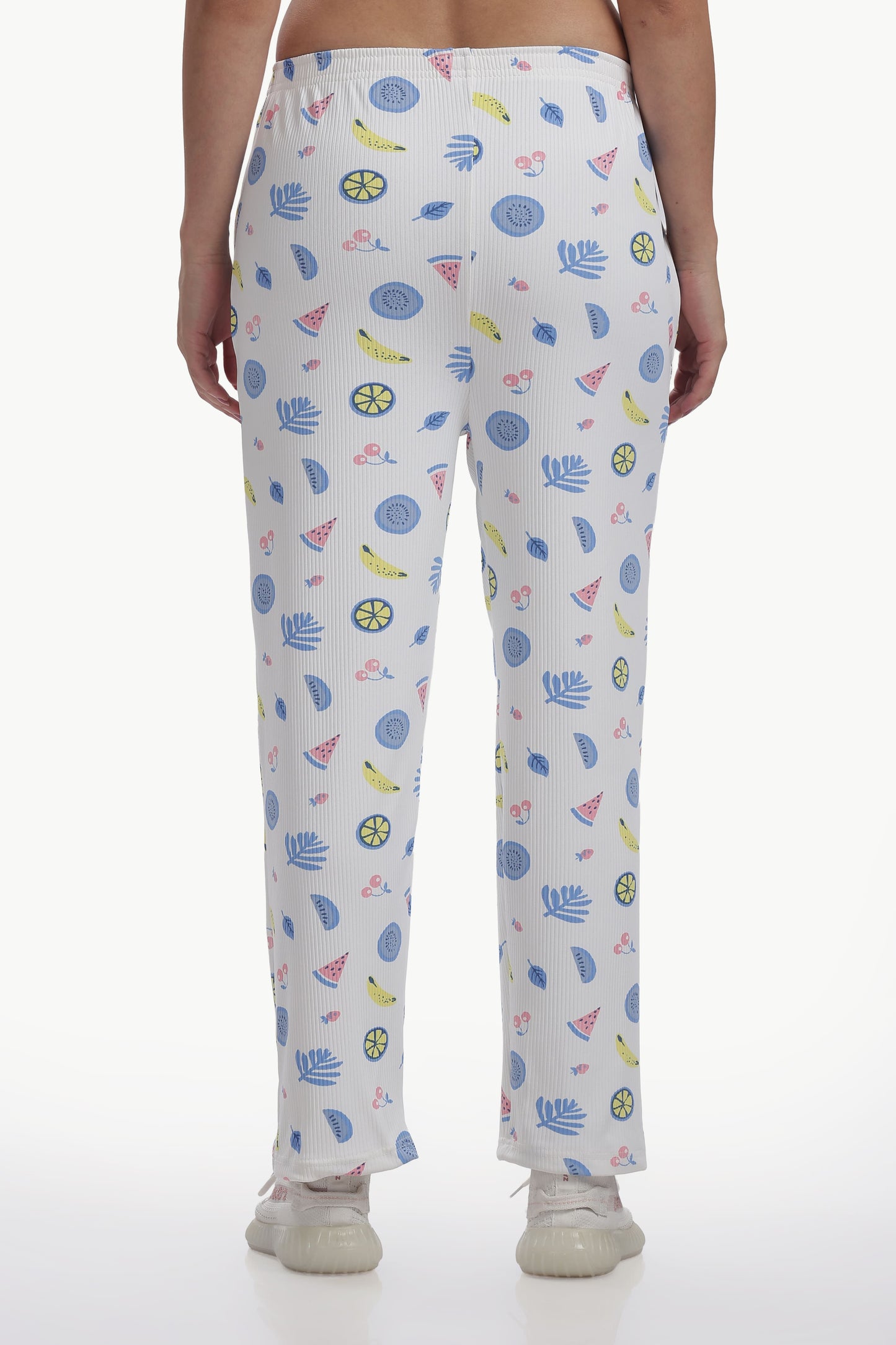 white Fruit print stretchable co-ordset