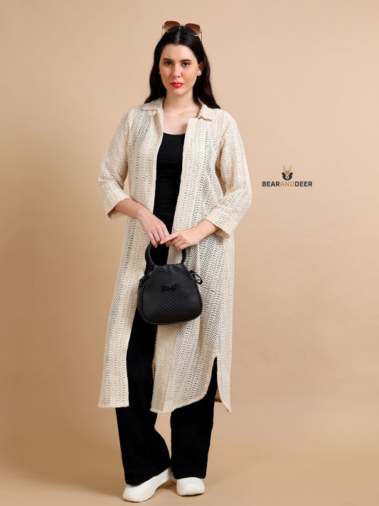 Beige Cream Open Long Shrug