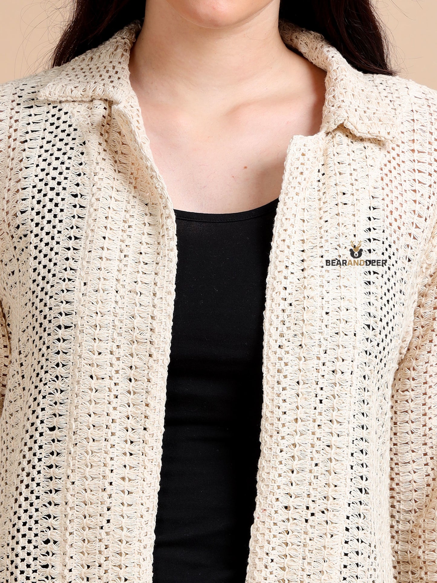 Beige Cream Open Long Shrug