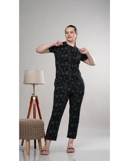 Black Grey Monochromatic Stretchable Co-Ordset