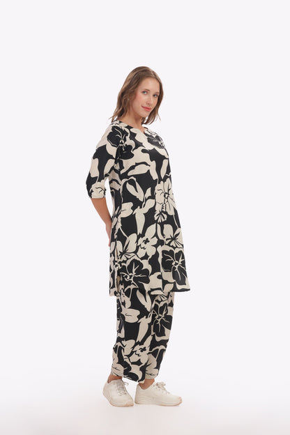 Black Floral punjabi Co-ordset