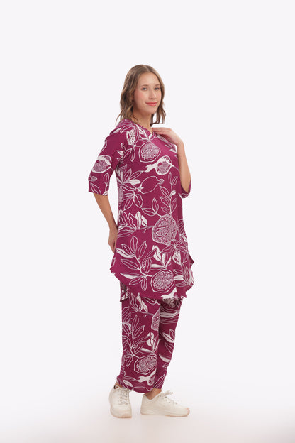 Maroon Pomegranate punjabi Co-ordset