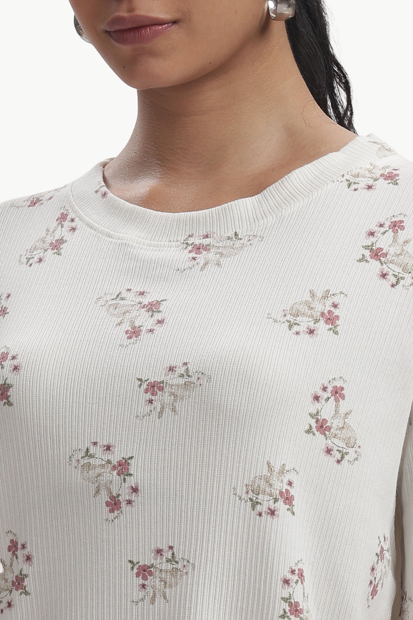 White Floral Stretchable Co-ordset