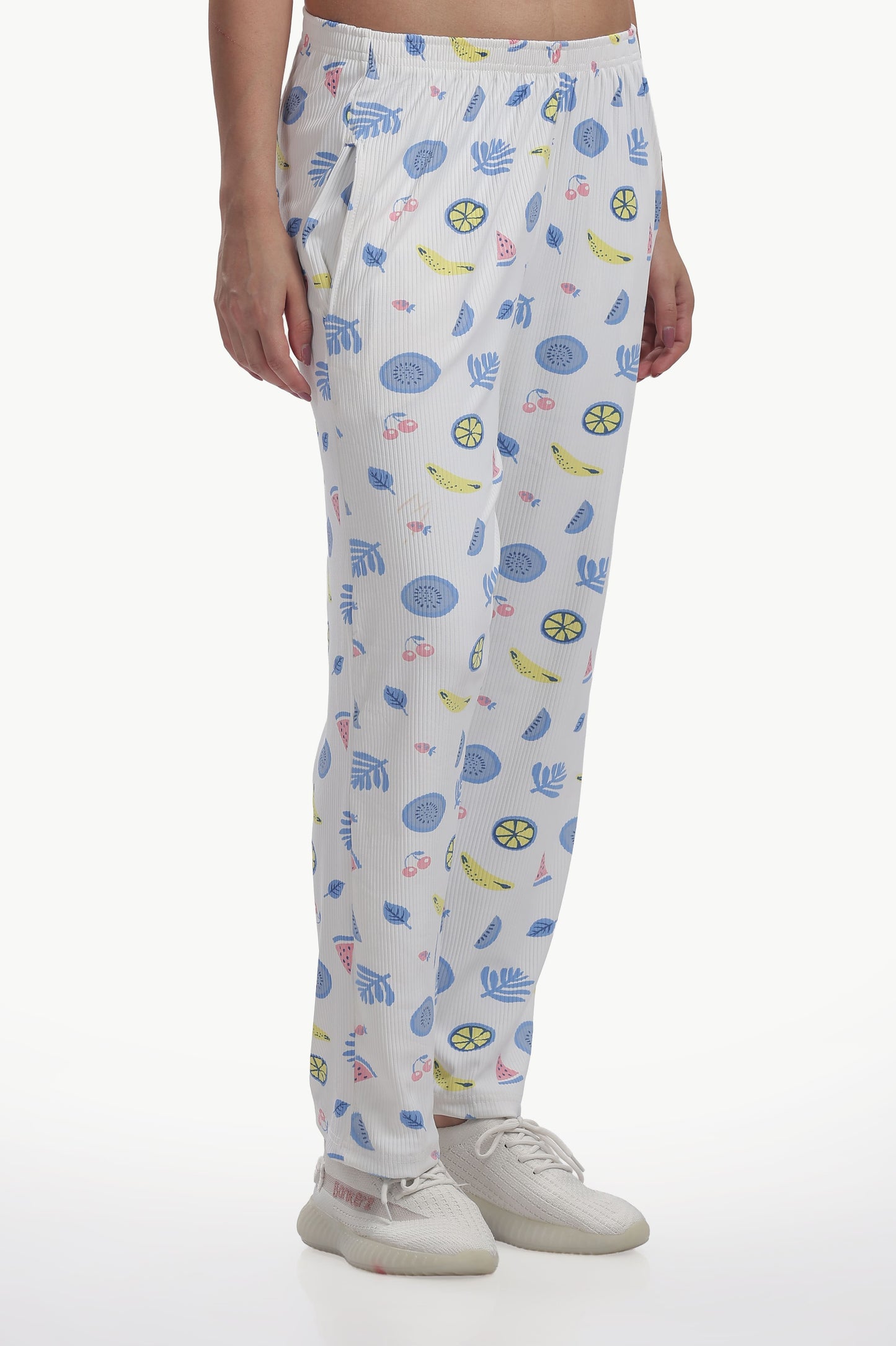 white Fruit print stretchable co-ordset