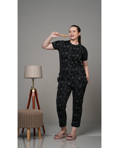 Black Grey Monochromatic Stretchable Co-Ordset