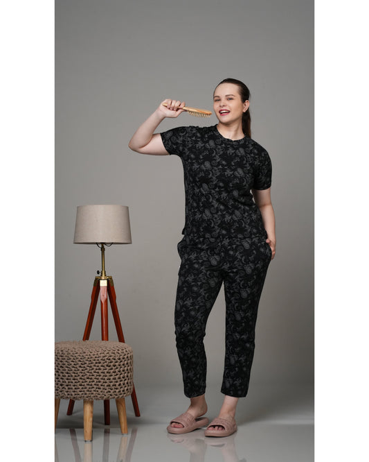 Black Grey Monochromatic Stretchable Co-Ordset