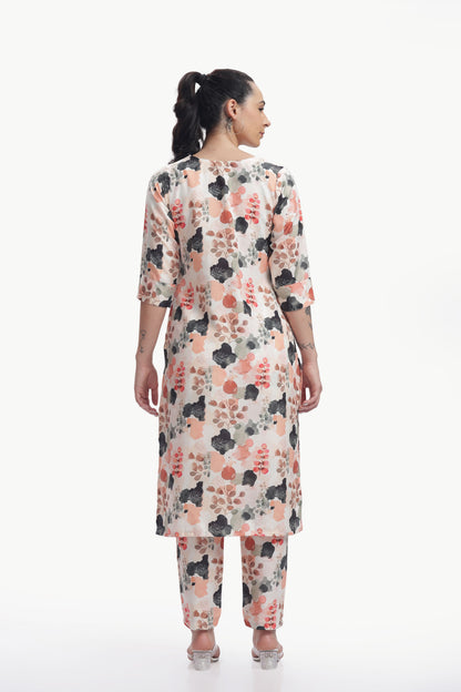 Peach Orchard Straight Kurta and Pant Set