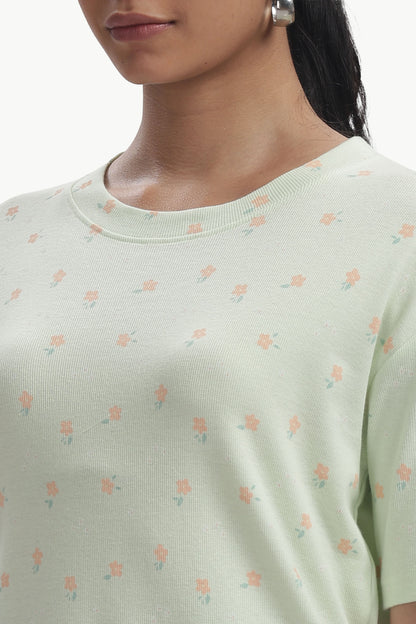 Mint Green Printed stretchable Co-ordset