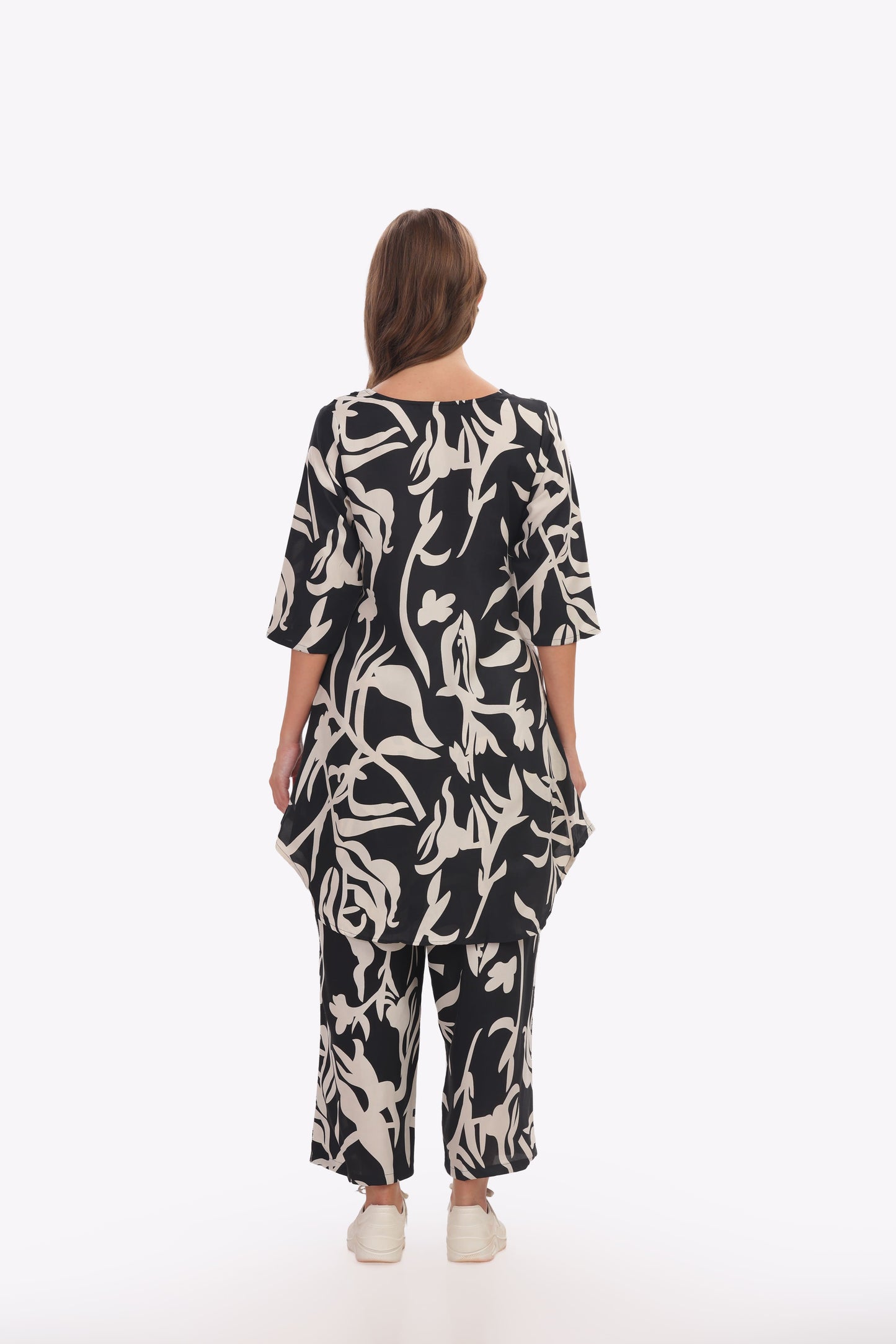 black and white abstract print punjabi co-ordset