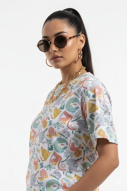 Pastel Garden Printed Stretchable co-ordset