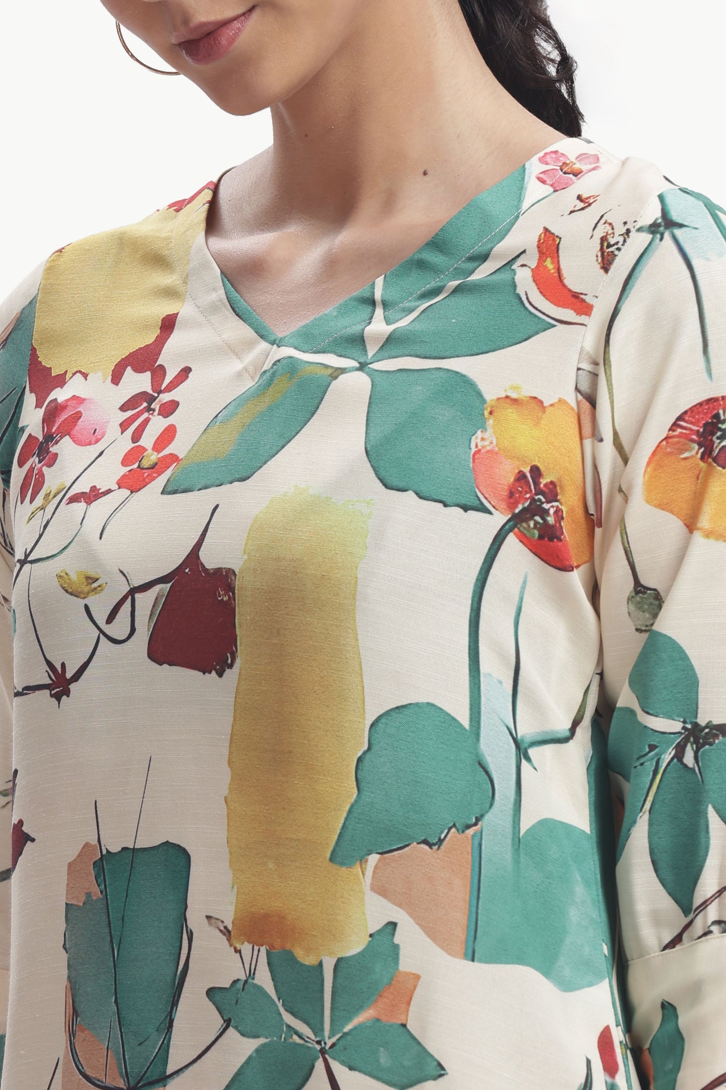 Cream Botanical Floral Kurta and pant set