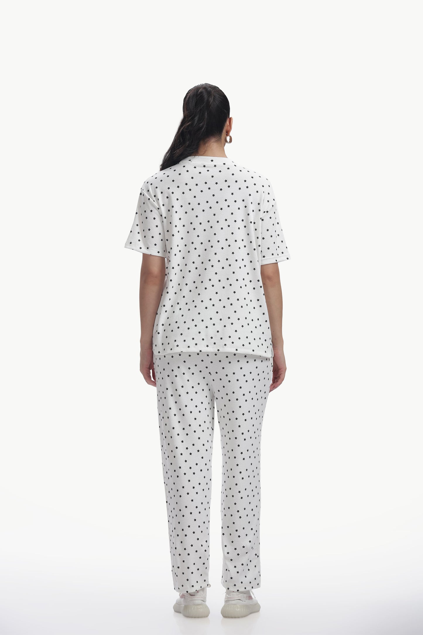 white star print stretchable co-ordset