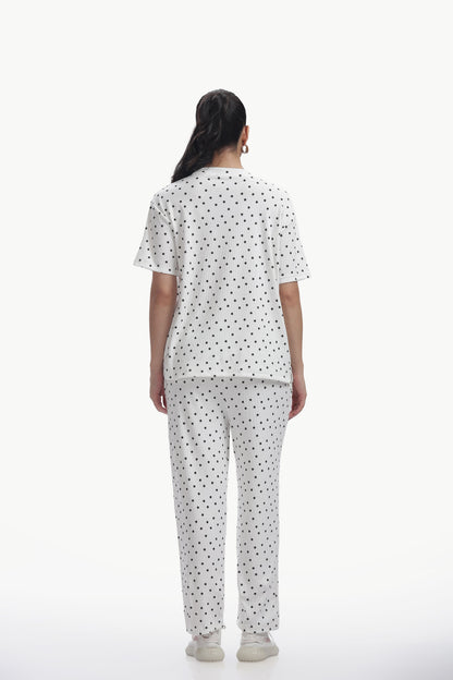 white star print stretchable co-ordset