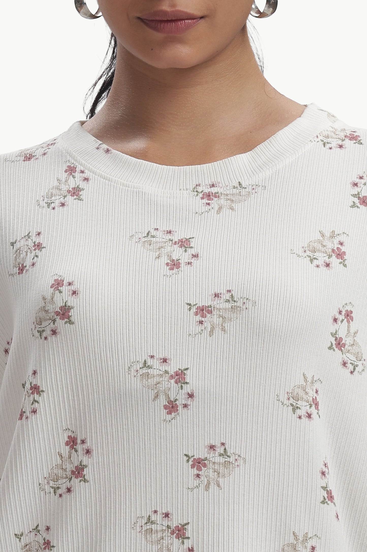 White Floral Stretchable Co-ordset