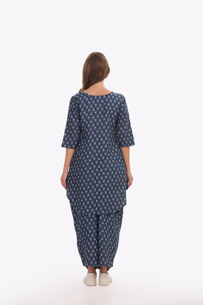Blue Indigo Block-print Punjabi Co-ordset
