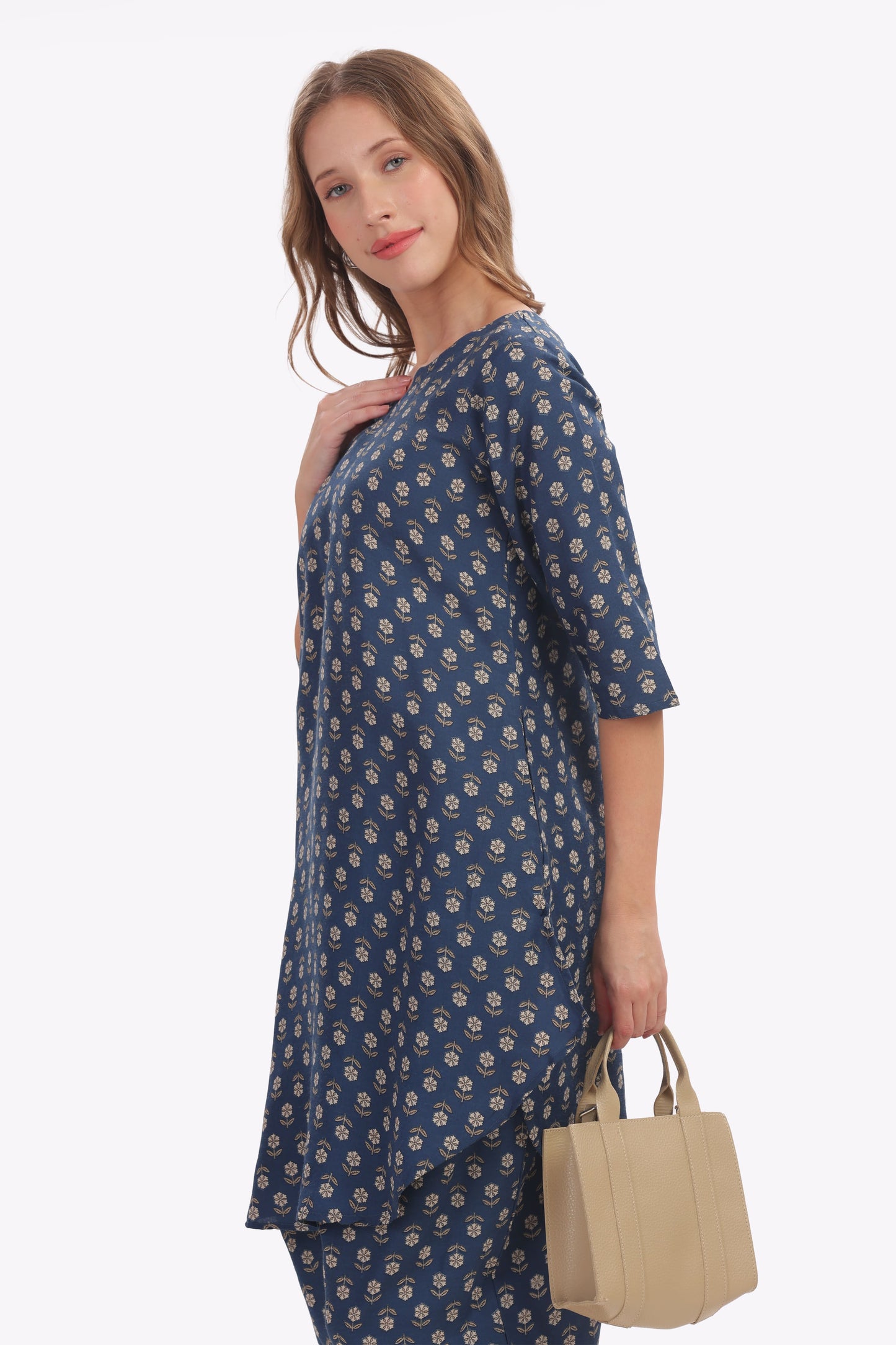Blue Indigo Block-print Punjabi Co-ordset