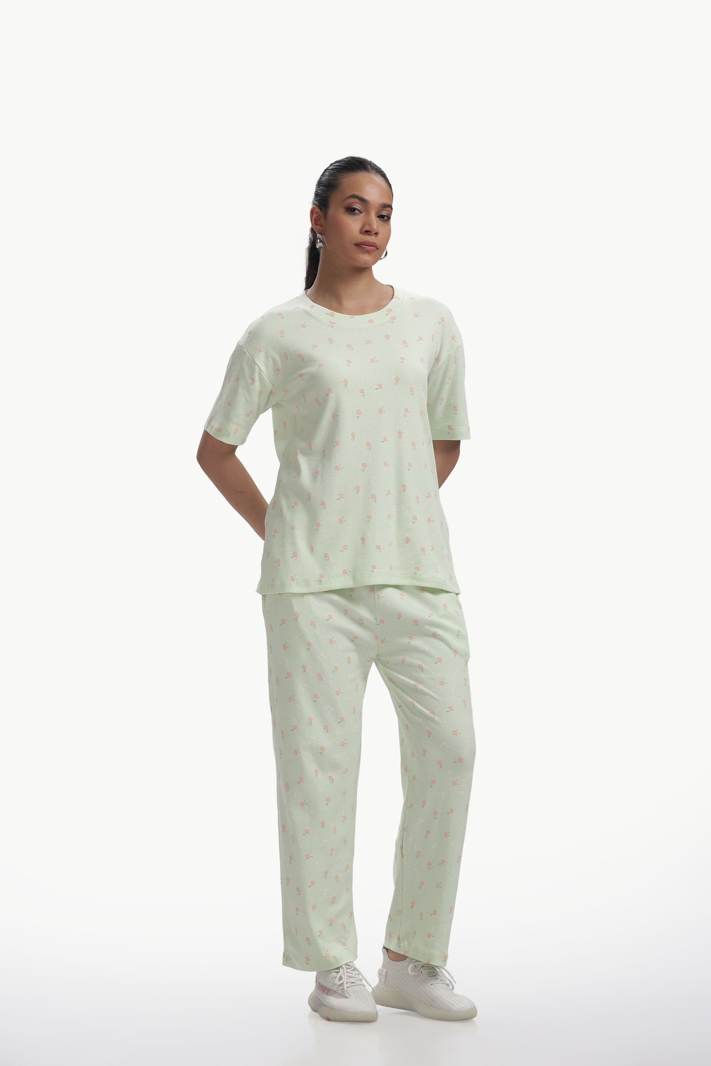 Mint Green Printed stretchable Co-ordset