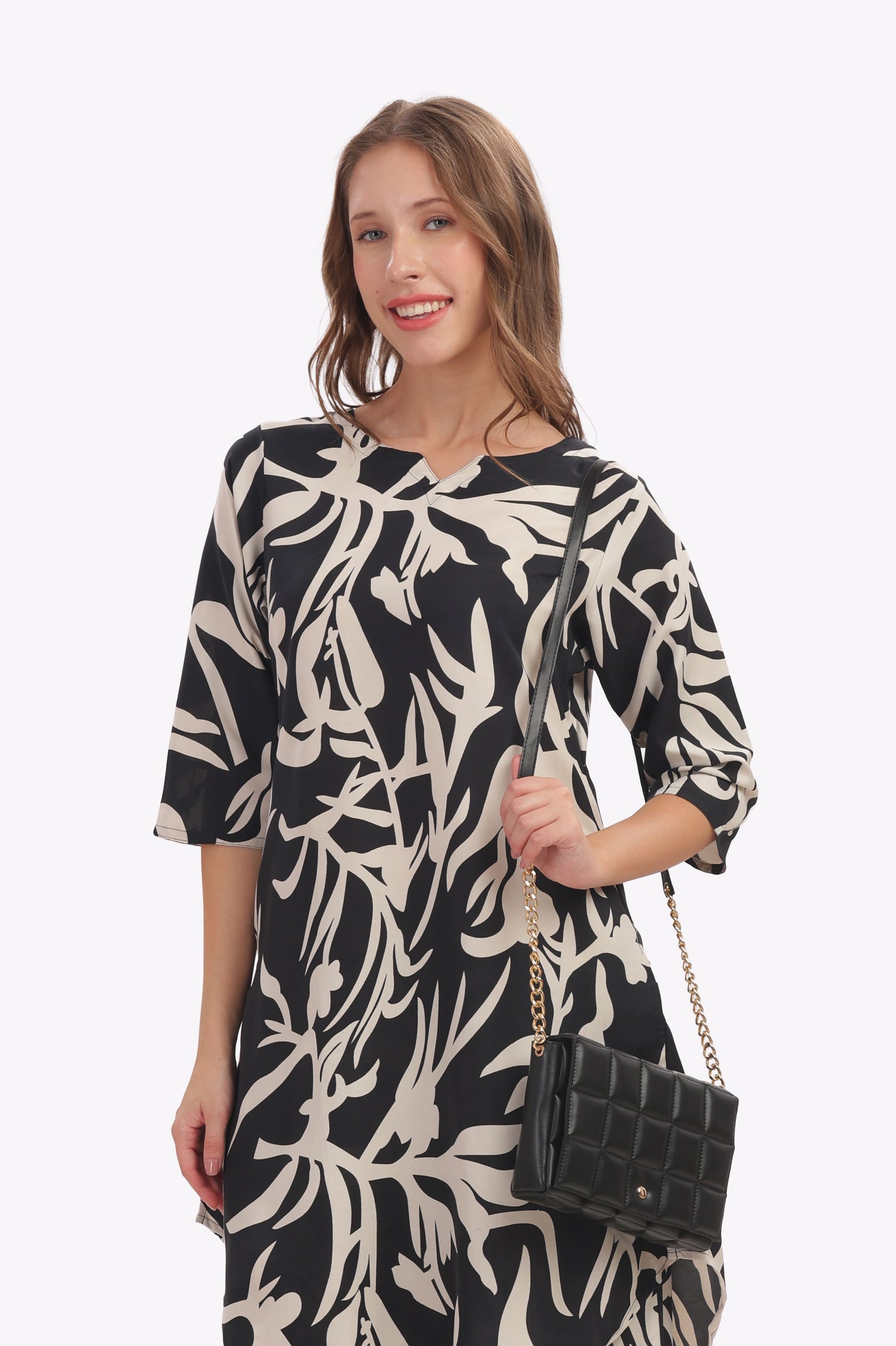 black and white abstract print punjabi co-ordset