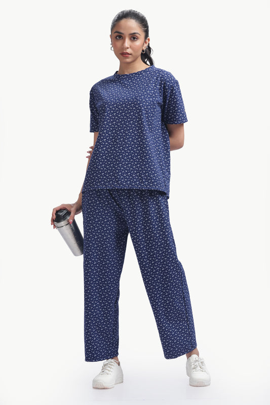 Linelle Blue Floral Print Co-Ord Set