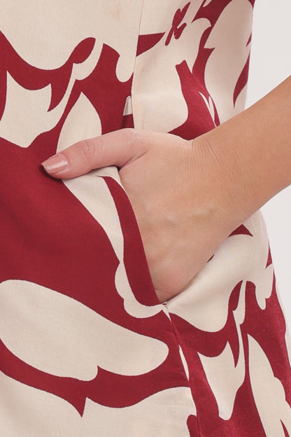 Maroon &Cream Floral Punjabi Co-ordset