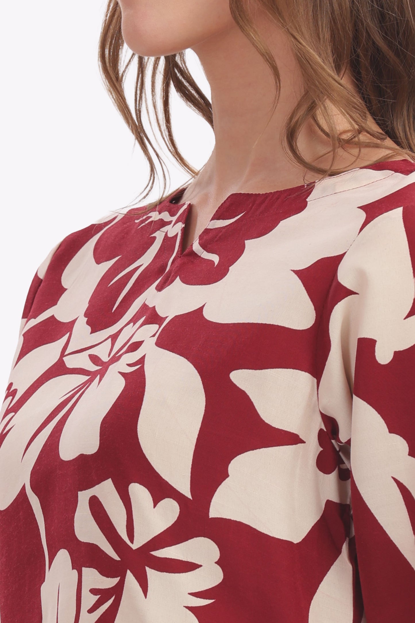 Maroon &Cream Floral Punjabi Co-ordset