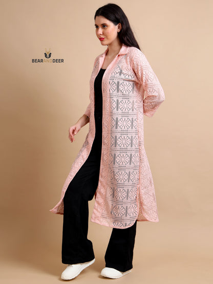 Cute pastel pink Travel Long Shrug