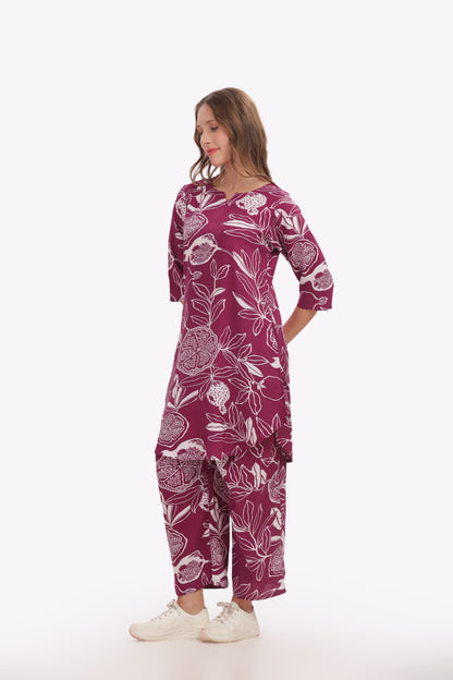 Maroon Pomegranate punjabi Co-ordset
