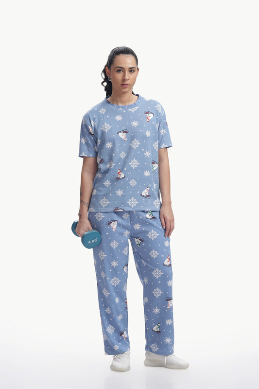 Cute winter print Stretchable co-ordset