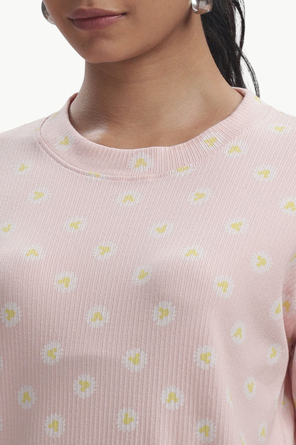 Baby pink Floral stretchable Co-ordset