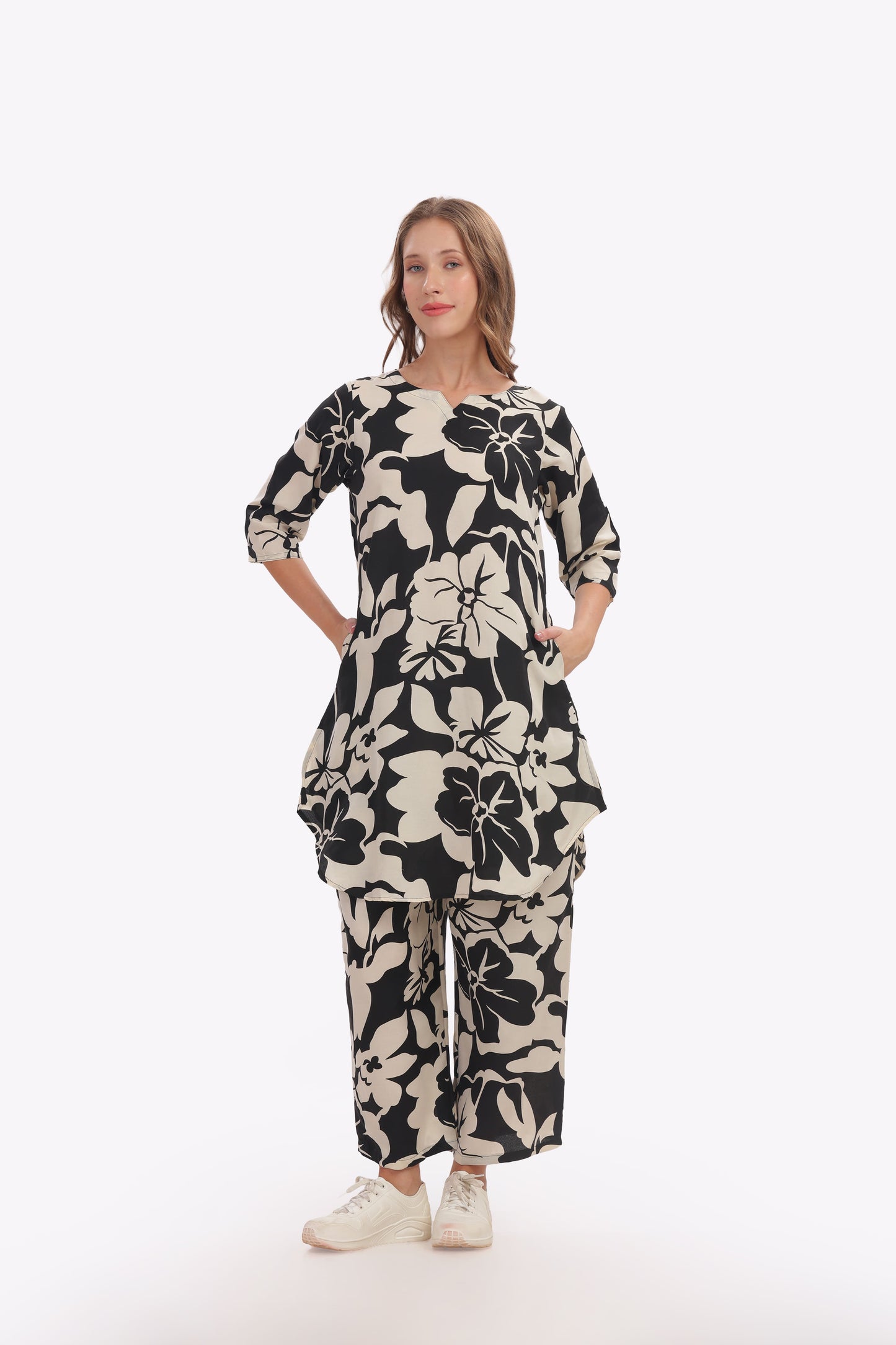 Black Floral punjabi Co-ordset