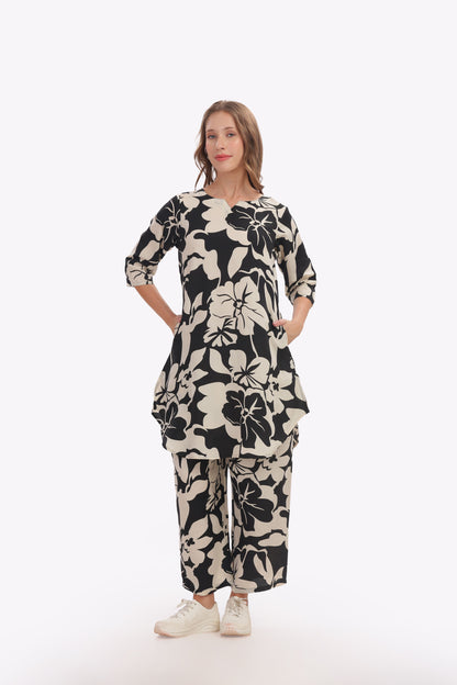 Black Floral punjabi Co-ordset